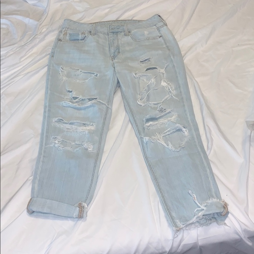 American Eagle Distressed Bleached BF Jeans